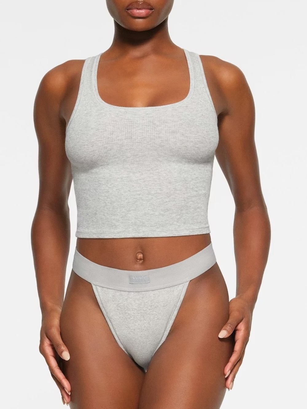 SKIMS cotton rib tank- light heather grey